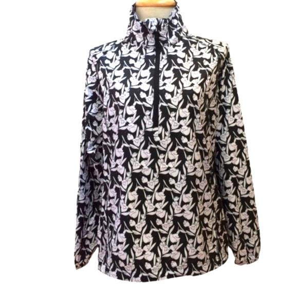 Peter Millar wind jacket  navy/ white floral qtr zip with bungee adjustment sz S - Picture 4 of 9